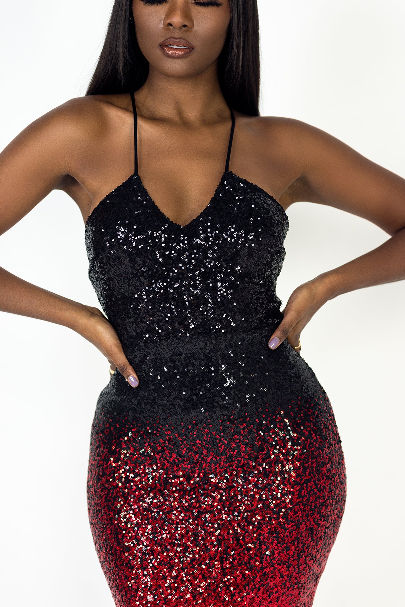 AIMEE SEQUINS DRESS - RED